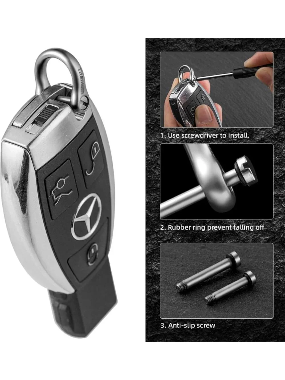 Small Titanium D Ring Keychain - Lightweight Car Key Fob Holder, Durable